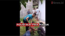 Viral! Pria Mabuk Ribut Diikat Tali Jemuran oleh Polisi Nagekeo