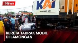 KA Jayabaya Tabrak Mobil hingga Terseret 100 Meter di Lamongan