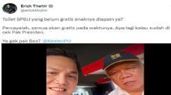Erick Thohir Cek Toilet SPBU di Lampung: Yang Belum Gratis Enaknya Diapain Ya?