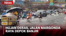 Diguyur Hujan Deras, Ruas Jalan Margonda Raya Depok Terendam Banjir
