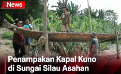 Kapal Kuno Bertuliskan Angka 1714 Ditemukan Warga di Sungai Silau Asahan, Begini Penampakannya
