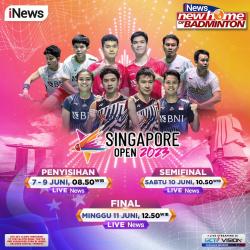 Febri/Amalia Sukses Melaju ke 16 Besar Singapore Open 2023 Bersama The Babies, Leo/Daniel LIVE di iNews