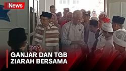 Ribuan Santri Sambut Ganjar Pranowo dan TGB saat Ziarah ke Makam Zainudin Abdul Madjid