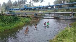 Kegembiraan Anak-anak Lereng Gunung Slamet Mandi di Sungai yang Airnya Jernih<