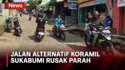 Dampak Proyek Tol Bocimi, Jalan Alternatif Koramil Sukabumi Rusak Parah
