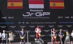 Pembalap Asal Jateng Cetak Sejarah, Raih Podium Tertinggi FIM JuniorGP Barcelona  <