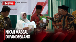 Video 25 Pasangan Nikah Massal di Pandeglang, Ada yang Sudah Punya Cucu
