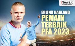 Infografis Erling Haaland Pemain Terbaik PFA 2023 