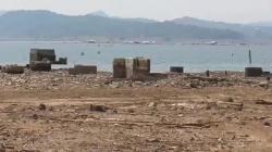 Air Surut, Banyak Bangunan Bermunculan di Tengah Waduk Jatigede Sumedang