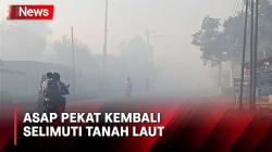 Asap Pekat Selimuti Tanah Laut Kalsel, Truk Terjerembap Masuk Parit