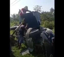 Kecelakaan di Mamuju, Mobil Mantan Bupati Mamasa Ramlan Terbalik akibat Rem Blong