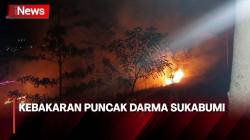 Kobaran Api Membakar Lahan di Puncak Darma Sukabumi<