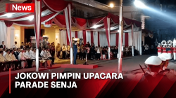Jokowi Pimpin Upacara Parade Senja di Kemhan