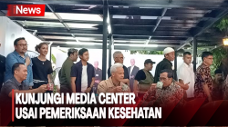 Ganjar-Mahfud MD Kunjungi Media Center dan Disuguhi Jamu Tradisional  Usai Pemeriksaan Kesehatan