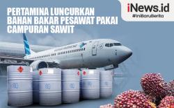 Infografis Pertamina Luncurkan Bahan Bakar Pesawat Pakai Campuran Sawit<
