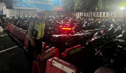 Hunting System Knalpot Brong dan Balapan Liar, Satlantas Polresta Banyumas Sita 94 Kendaraan
