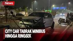 City Car Tabrak Minibus yang Berhenti di Pinggir Jalan Tanah Abang, Sopir Diduga Mabuk
