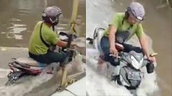 Viral Supra Bapak Membelah Banjir, Kalau Ada yang Sulit Kenapa Pilih yang Mudah?