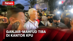 Debat Perdana, Ganjar-Mahfud Tiba di Kantor KPU