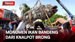 Kreatif! Patung Ikan Bandeng di Pati Dibuat dari Ribuan Knalpot Brong Hasil Razia