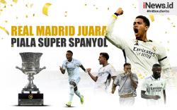 Infografis Real Madrid Juara Piala Super Spanyol, Hattrick Vinicius Hancurkan Barcelona