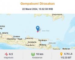 Gempa Tuban M6,5 Terasa hingga Jakarta, BKMG: akibat Aktivitas Sesar Aktif Laut Jawa