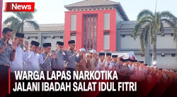 Warga Lapas Narkotika Jakarta Timur Jalani Salat Idul Fitri di Halaman Lapas