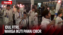 Rayakan Idul Fitri, Ratusan Warga Ikuti Pawai Obor Keliling Masjid Istiqlal