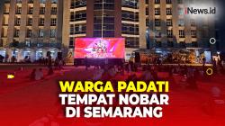 Warga Semarang Padati Halaman Mapolda Jateng untuk Nobar Indonesia U-23 vs Uzbekistan U-23
