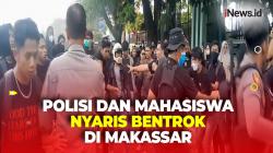 Polisi dan Mahasiswa Nyaris Bentrok saat Unjuk Rasa Peringatan Hari Buruh di Makassar