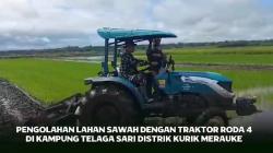 Momen Mayjen TNI Ahmad Rizal Ramdhani Bajak Sawah Gunakan Traktor di Merauke<