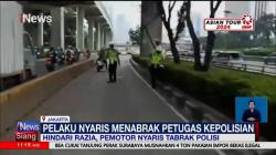 Hindari Razia, Pemotor Nyaris Tabrak Polisi di Jalur Transjakarta