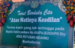 PN Surabaya Dapat Karangan Bunga Matinya Keadilan usai Ronald Tannur Bebas<