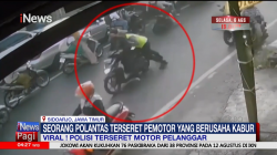 Terekam CCTV, Polantas Sidoarjo Terseret Motor Pelanggar hingga Terluka
