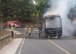 Korsleting Listrik pada Mesin Diduga jadi Penyebab Bus MGI Terbakar di Sukabumi