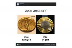 Medali Emas Olimpiade Paris 2024 hanya Mengandung 1 Persen Emas? Cek Faktanya