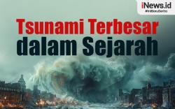 Infografis Tsunami Terbesar dalam Sejarah, Tinggi Gelombang hingga 524 Meter