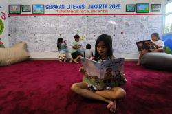 Antusiasme Anak-Anak Rusunawa Penggilingan Ikuti Gerakan Literasi Jakarta