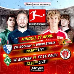 Jadwal Bundesliga Pekan ke-31 Malam Ini di iNews: Werder Bremen Vs St Pauli