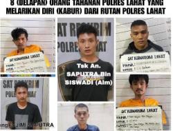 Jebol Dinding Sel, 8 Tahanan Polres Lahat Kabur