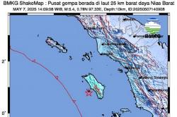 Gempa Terkini Magnitudo 5,4 Guncang Nias Barat Sumut<