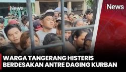 Ratusan Warga di Cibodas Tangerang Berdesak-desakan Antre Pembagian Daging Kurban 