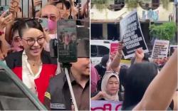Sidang Nikita Mirzani versus Reza Gladys di PN Jaksel Diwarnai Demo Fans