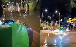 Viral Driver Ojol Motor Listrik Nekat Terjang Banjir, Emang Aman?