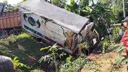 Truk Boks Bermuatan Ikan Terjun ke Siring di Mesuji, Sopir Tewas Terjepit Kabin<