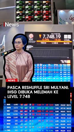 Pasca Reshuffle Sri Mulyani IHSG Melemah ke Level 7.748