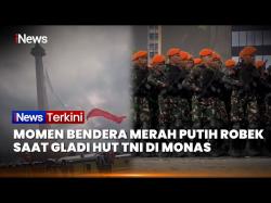 Viral! Bendera Merah Putih Robek di Monas saat Gladi HUT ke-80 TNI <