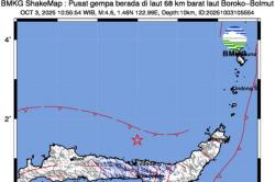 Gempa Hari Ini Magnitudo 4,6 Guncang Boroko Bolaang Mongondow Utara