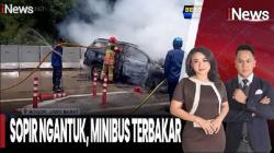 Mobil Terbakar Usai Tabrak Pembatas Jalan di Gerbang Tol Ciawi, 2 Orang Terluka<