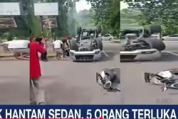 Kecelakaan Beruntun Mobil Dihantam Truk LPG hingga Terbalik di Sukabumi, 5 Orang Terluka<